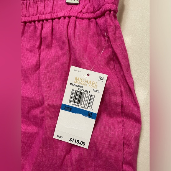 NWT Michael Kors Wide Leg Front Tie Pants Hot Pink Size XL - Picture 10 of 11